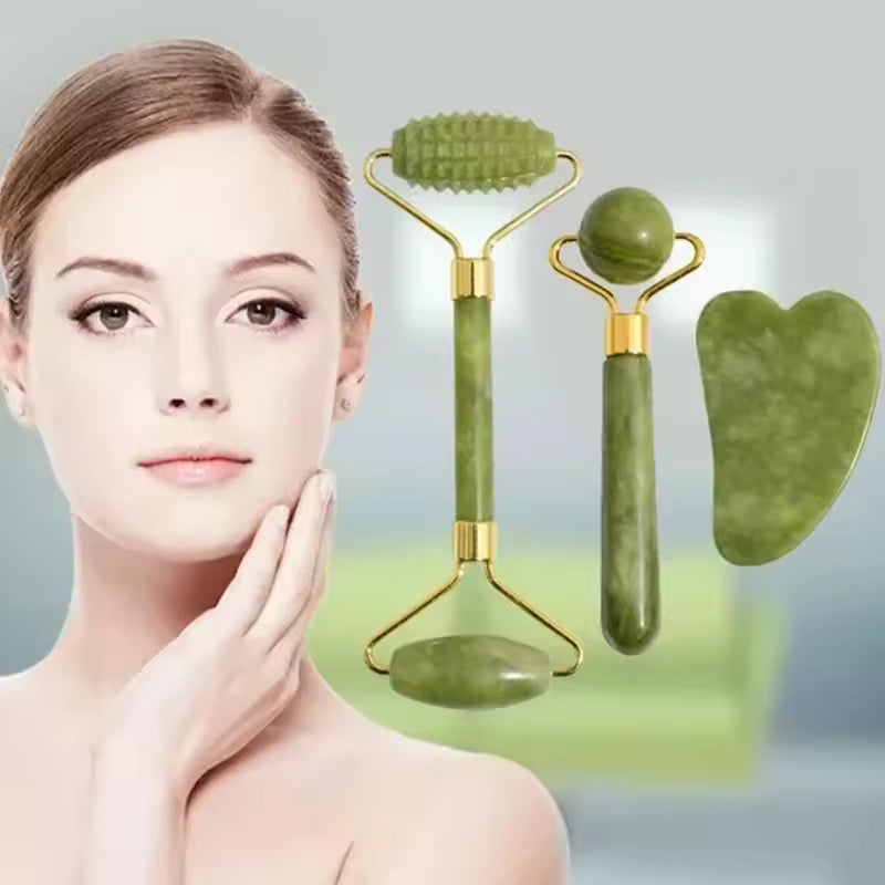 VeraLume Natural Jade Roller and Gua Sha Set