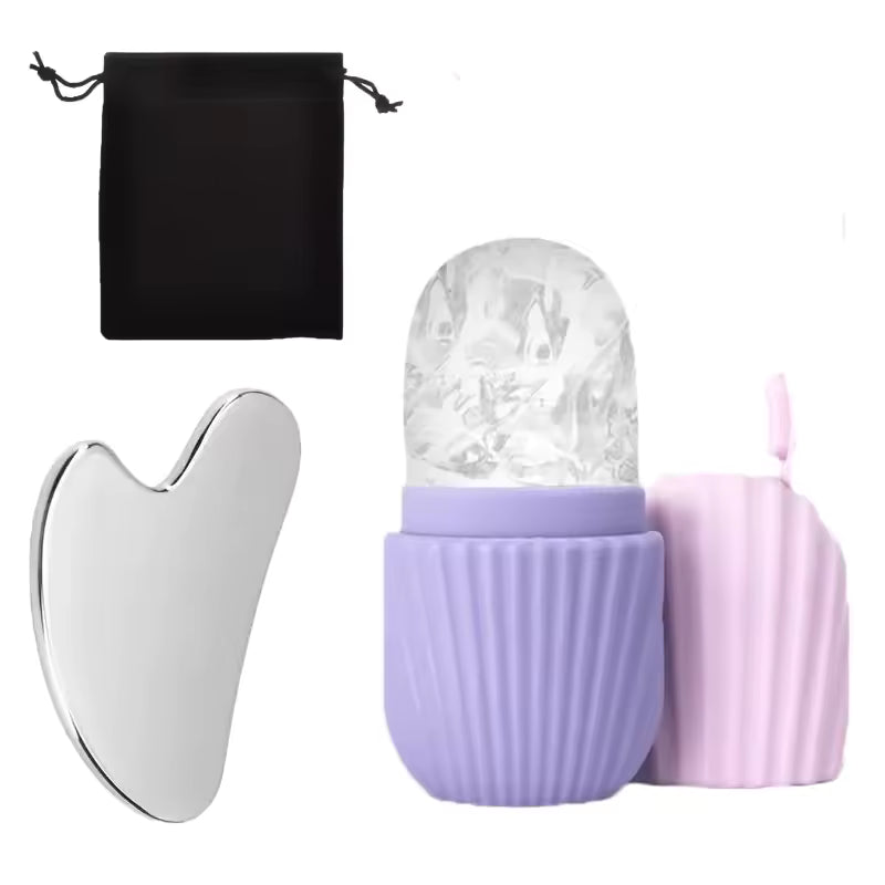 VeraLume Stainless Steel Ice Roller and Gua Sha Set
