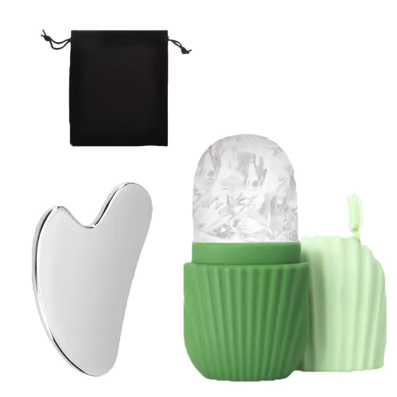 VeraLume Stainless Steel Ice Roller and Gua Sha Set