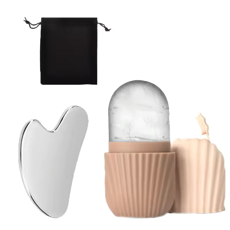 VeraLume Stainless Steel Ice Roller and Gua Sha Set