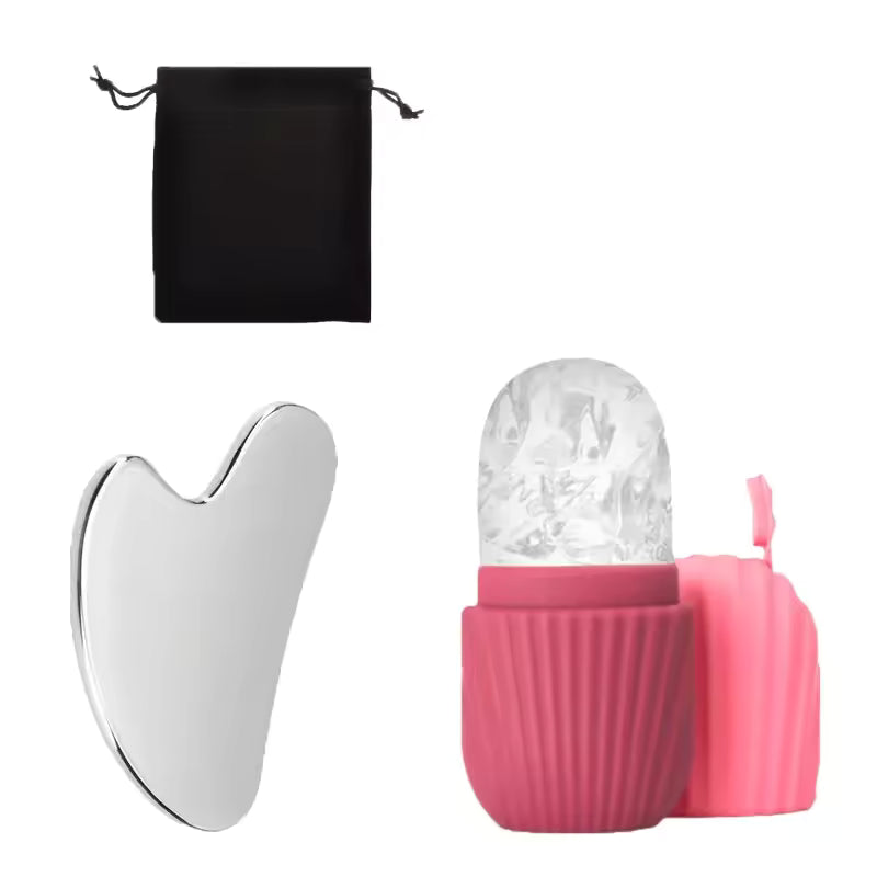 VeraLume Stainless Steel Ice Roller and Gua Sha Set