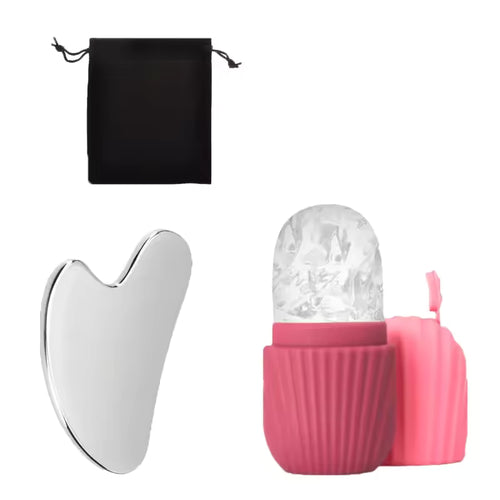 VeraLume Stainless Steel Ice Roller and Gua Sha Set